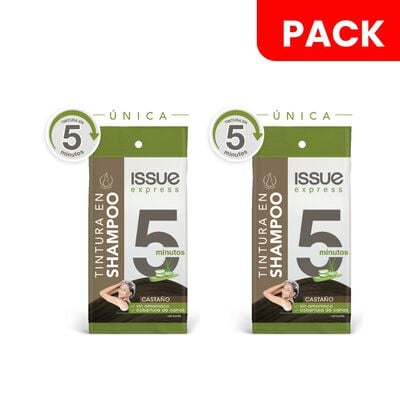 D&uacute;o Pack Tintura en Shampoo Color Casta&ntilde;o Issue Express