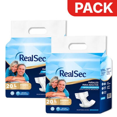 D&uacute;o Pack Pa&ntilde;al RealSec Talla L - Bolsa 20 UN