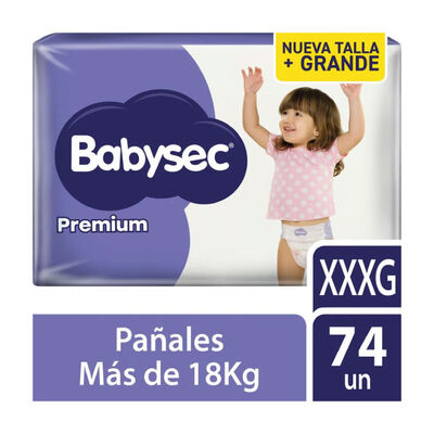 Pa&ntilde;al Babysec Premium Packet&oacute;n talla XXXG - Bolsa 74 UN