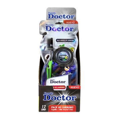 Pack de Carb&oacute;n Family Doctor Cepillo Dental + Hilo Dental 25 M - Unidad 1 UN