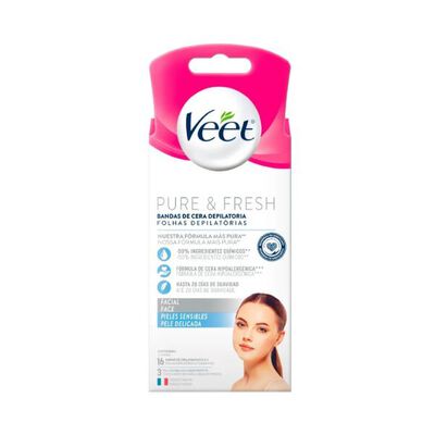 Veet Banda Depilatoria Facial Piel Sensible - Caja 16 UN