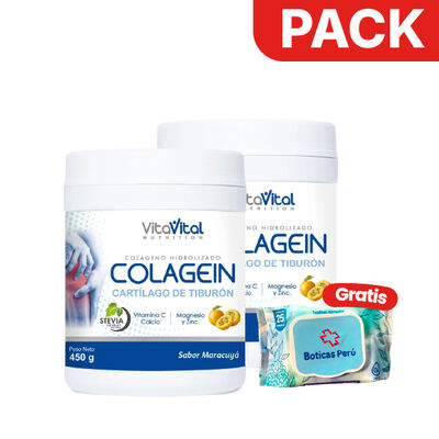 D&uacute;o Pack VitaVital Colagein Sabor Maracuya - Frasco 450 G