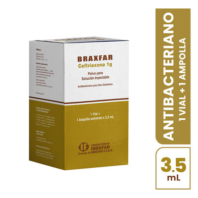 Soluci&oacute;n Inyectable  Braxfar 1g Polvo - Caja 3,5 ML