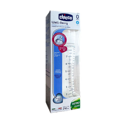 Biberon De Vidrio Con Tetina Silicona Chicco - Frasco 240 ML