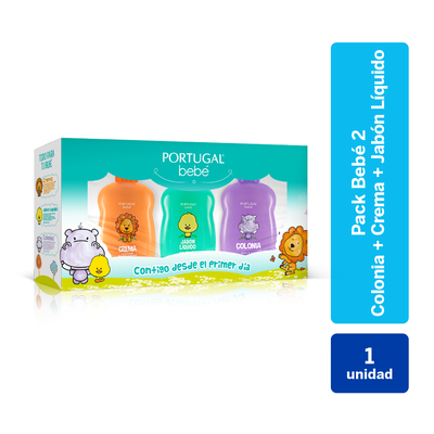 Tripack Estuche Portugal Beb&eacute; Crema + Jab&oacute;n L&iacute;quido + Colonia - Caja 3 UN