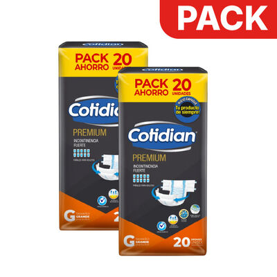D&uacute;o Pack Pa&ntilde;al Cotidian Premium Talla G - Bolsa 20 UN