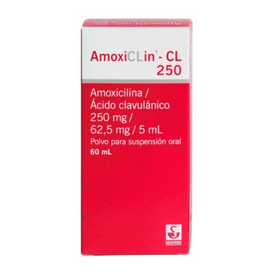 AmoxiCLin CL 250mg-62,5mg/5 mL Polvo para Suspensi&oacute;n Oral - Frasco 60 ML