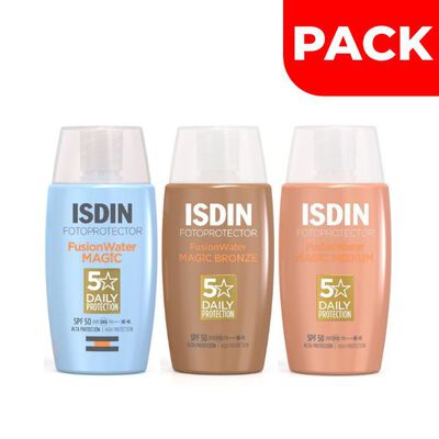 Tripack Fotoprotector Isdin Fusion Water Magic 50 ML & Color Bronze 50 ML+ Color Medium 50 ML