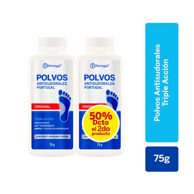 Talco Polvo Antisudoral Original 75 G - Pack 2 UN