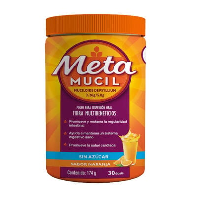 MetaMucil Polvo Sabor Naranja 3.26 g / 5.8g - Pote 174 Gr