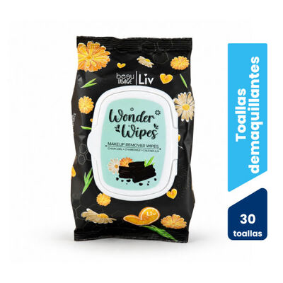 Toallitas faciales Wonder Wipes Carb&oacute;n - Bolsa 30 UN