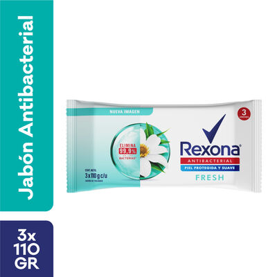 Jab&oacute;n Rexona Antibacterial Fresh 110 G - Pack 3 UN