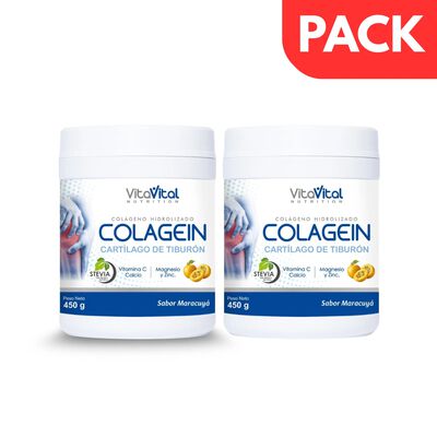 D&uacute;o Pack VitaVital Colagein Sabor Maracuya Frasco 450 G - Pack 2 UN