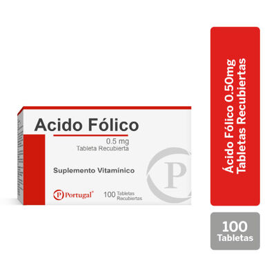 Acido Folico 0.5Mg Tableta - Caja 100 UN