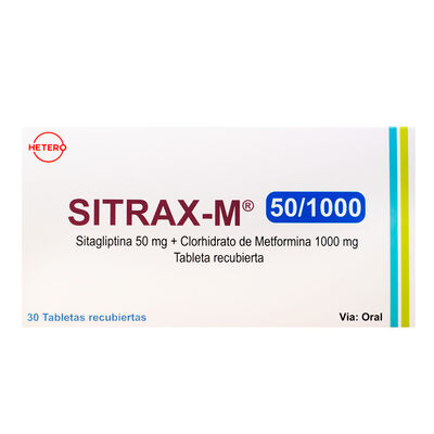 Sitrax-M 50/1000, 50 Mg + 1000 Mg Tableta recubierta - Caja 30 UN