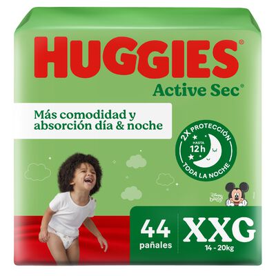 Pa&ntilde;al Huggies Active Sec Talla XXG - Bolsa 44 UN