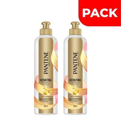 D&uacute;o Pack Pantene Crema Para Peinar Keratina - Frasco 300 ML
