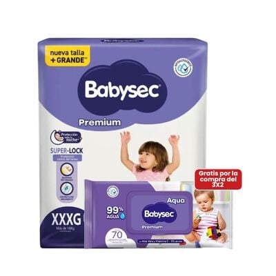 Pa&ntilde;al Babysec Premium Packet&oacute;n talla XXXG - Bolsa 74 UN