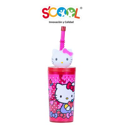 Scool Tumbler 3D & Ca&ntilde;a de Hello Kitty  - 1 UN