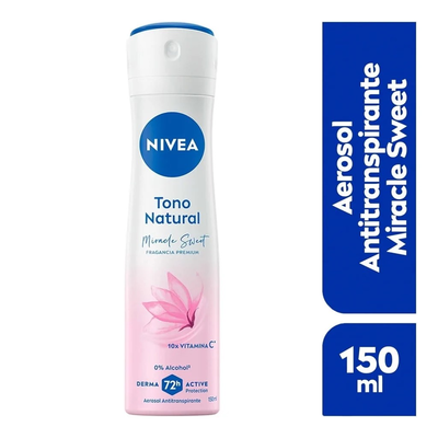 Nivea Deo Mujer Spray Tono Natural Miracle Sweet 72Hrs - Frasco 150 ML
