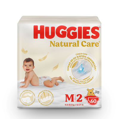 Pa&ntilde;ales Huggies Natural Care Talla M - Bolsa 60 UN