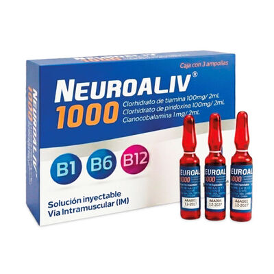 Neuroaliv 1000 Soluci&oacute;n Inyectable Caja x 3 Ampollas