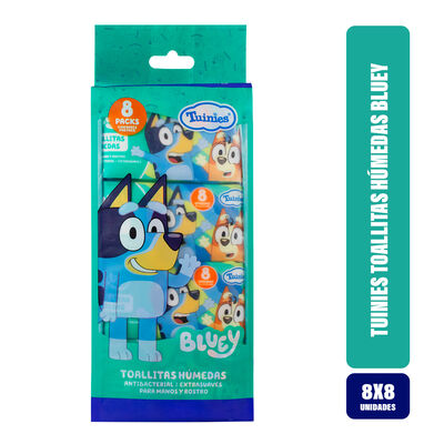 Toallitas H&uacute;medas Tuinies Bluey - Bolsa 8 Unidades