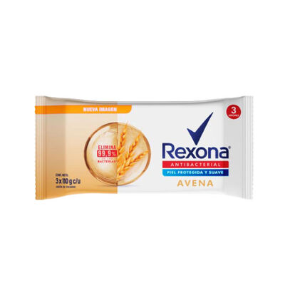 Jab&oacute;n Rexona Antibacterial Avena 110 G - Pack 3 UN