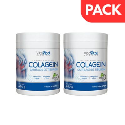 D&uacute;o Pack VitaVital Colagein Sabor Naranja Frasco 450 G - Pack 2 UN
