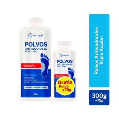 Talco Polvo Antisudoral Original 300Gr + 75Gr  - Pack 2 UN