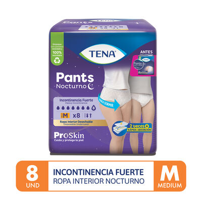 Tena Pants Nocturna Ropa Interior Talla M - Bolsa 8 UN