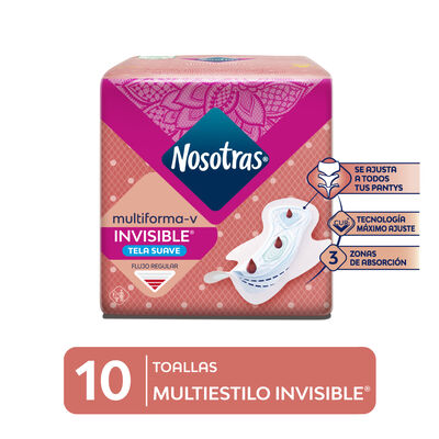 Toallas Higi&eacute;nicas Nosotras Invisible Multiestilo - Bolsa 10 UN