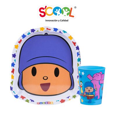 Set Plato & Vaso de Pocoyo Scool - 1 UN