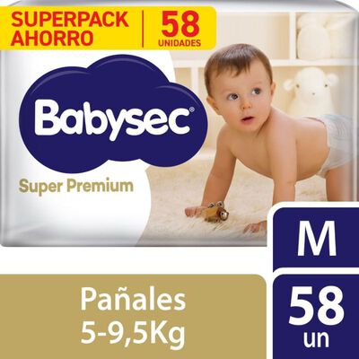 Pa&ntilde;al Babysec Super Premium Talla M - Bolsa 58 UN