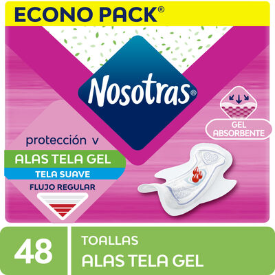 Toalla Higi&eacute;nica Nosotras Alas Tela Gel - Bolsa 48 UN