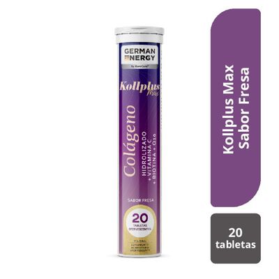 Kollplus Max Col&aacute;geno German Energy Sabor Fresa - Tubo 20 UN