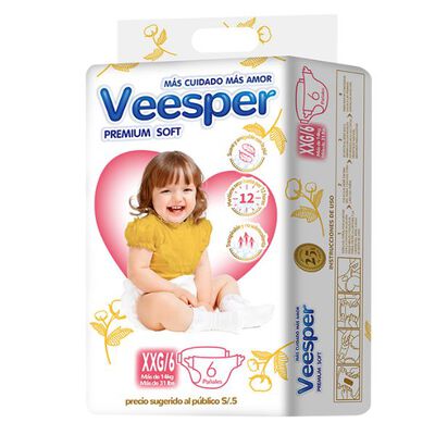 Pa&ntilde;al Paquetito Veesper Premium Sotf Talla XXG - Bolsa 6 UN