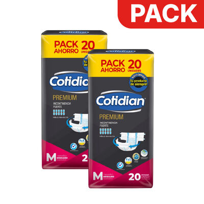 D&uacute;o Pack Pa&ntilde;al Cotidian Premium Talla M - Bolsa 20 UN