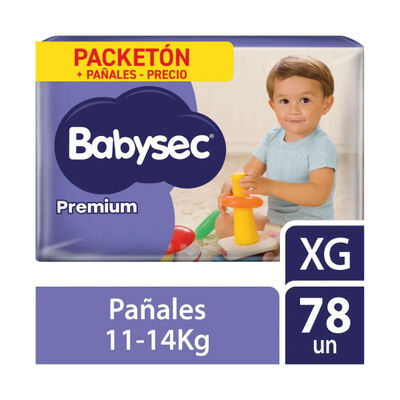 Pa&ntilde;al Babysec Premium Packet&oacute;n talla XG - Bolsa 78 UN