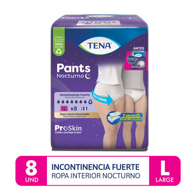 Tena Pants Nocturna Ropa Interior Talla L - Bolsa 8 UN