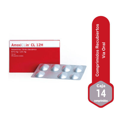 AmoxiCLin CL 12H 875/125 Mg Tabletas Recubiertas - Caja 14 UN