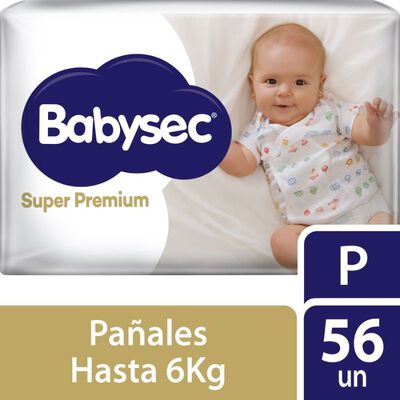 Pa&ntilde;al Babysec Super Premium Talla P - Bolsa 56 UN