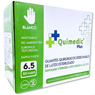 Guante Esteril 6.5 Quimedic Plus - Caja 50 Pares