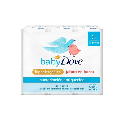 Dove Jab&oacute;n Baby Humectante Sensible - Pack 3 UN