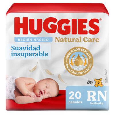 Pa&ntilde;al Huggies Natural Care Talla R/N - Bolsa 20UN