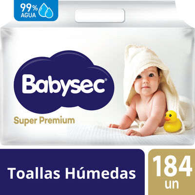 Toallitas H&uacute;medas Babysec Super Premium - Bolsa 184 UN