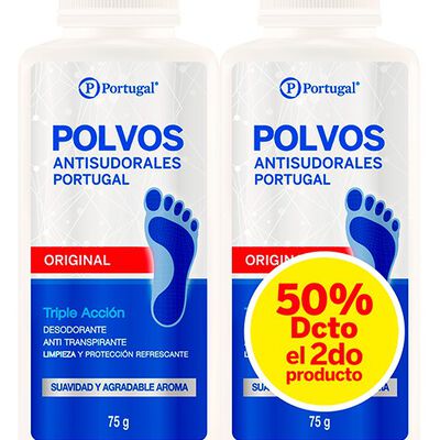 Talco Polvo Antisudoral Original 75 G - Pack 2 UN