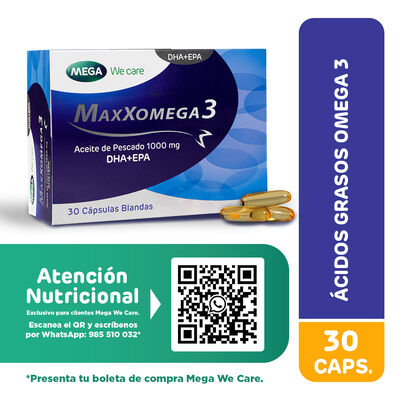 MaxXomega 3 C&aacute;psulas Blancas - Caja 30 UN