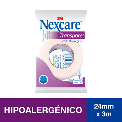 Nexcare Cinta Quirurgica Transpore 24mm x 3m- Bolsa 1 UN