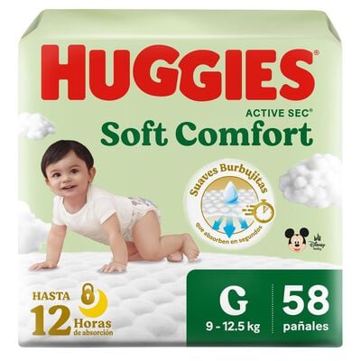 Pa&ntilde;al Huggies Active Sec Talla G - Bolsa 58 UN